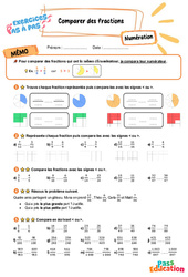 Leçon, exercice et évaluation :<br/> Comparer des fractions – CM2 – Exercices Pas à Pas - Cycle 3 - PDF à imprimer