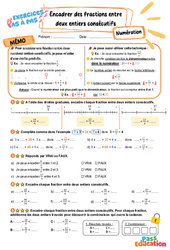 Leçon, exercice et évaluation :<br/> Encadrer des fractions entre deux entiers consécutifs – CM2 – Exercices Pas à Pas - Cycle 3 - PDF à imprimer