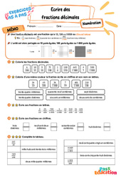 Leçon, exercice et évaluation :<br/> Ecrire des fractions décimales – CM2 – Exercices Pas à Pas - Cycle 3 - PDF à imprimer