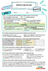 Leçon, exercice et évaluation :<br/> Identifier le sujet d'un verbe – CM2 – Exercices Pas à Pas - Cycle 3 - PDF à imprimer