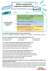 Identifier un groupe nominal prépositionnel complément du nom – CM2 – Exercices Pas à Pas - Cycle 3 - PDF à imprimer
