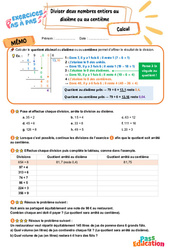 Diviser deux entiers jusqu’au dixième ou au centième – CM2 – Exercices Pas à Pas - Cycle 3 - PDF à imprimer