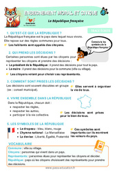 Leçon La République française – CE2 – Leçon – EMC - Cycle 2 - PDF à imprimer