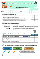 La République française – CE2 – Evaluation – EMC - PDF à imprimer