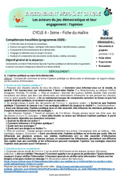 Les acteurs du jeu démocratique et leur engagement : l’opinion - 3ème - Séquence complète EMC - PDF à imprimer