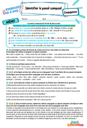 Identifier le passé composé – 6ème – Exercices Pas à Pas - Cycle 3 - PDF à imprimer