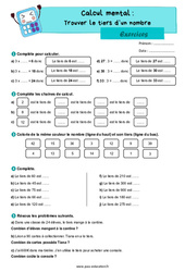 Trouver le tiers d’un nombre - CM1 - Exercices - Cycle 3 - PDF à imprimer