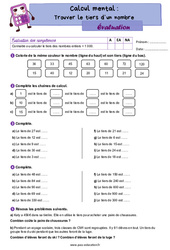 Trouver le tiers d’un nombre - CM1 - Evaluation - PDF à imprimer
