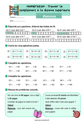 Exercice Trouver le complément à la dizaine supérieure - CE1 - Exercices - Cycle 2 - PDF à imprimer