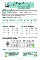 Trouver le complément à la dizaine supérieure - CE1 - Evaluation - PDF à imprimer