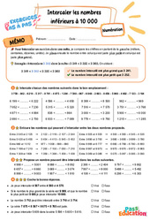 Intercaler les nombres inférieurs à 10 000 – CE2 – Exercices Pas à Pas - Cycle 2 - PDF à imprimer