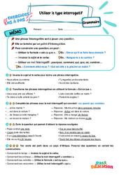 Utiliser le type interrogatif – CM1 – Exercices Pas à Pas - Cycle 3 - PDF à imprimer