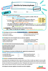 Identifier les formes de phrases – CM1 – Exercices Pas à Pas - Cycle 3 - PDF à imprimer