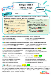 Distinguer le COD et l’attribut du sujet – CM2 – Exercices Pas à Pas - Cycle 3 - PDF à imprimer