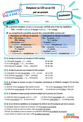 Remplacer un COD ou un COI par un pronom – CM2 – Exercices Pas à Pas - Cycle 3 - PDF à imprimer