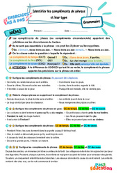 Identifier les compléments de phrase et leur type – CM2 – Exercices Pas à Pas - Cycle 3 - PDF à imprimer