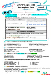Identifier le groupe verbal dans une phrase simple – 6ème – Exercices Pas à Pas - Cycle 3 - PDF à imprimer