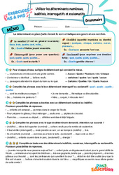 Cours et exercice : Utiliser les déterminants numéraux, indéfinis, interrogatifs et exclamatifs – 6ème – Exercices Pas à Pas - Cycle 3 - PDF à imprimer
