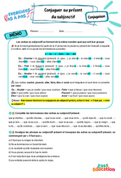 Conjuguer au présent du subjonctif – 5ème – Exercices Pas à Pas - Cycle 4 - PDF à imprimer