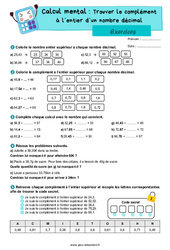 Exercice Trouver le complément à l’entier d’un nombre décimal - CM1 - Exercices - Cycle 3 - PDF à imprimer
