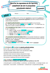 Identifier les expansions du groupe nominal (GN) – 5ème – Exercices Pas à Pas - Cycle 4 - PDF à imprimer