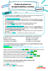 Produire des phrases avec des adjectifs épithètes et attributs – 5ème – Exercices Pas à Pas - Cycle 4 - PDF à imprimer
