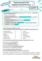 Produire des phrases avec un complément circonstanciel (CC) de cause – 5ème – Exercices Pas à Pas - Cycle 4 - PDF à imprimer