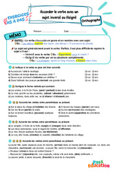 Accorder un verbe avec un sujet inversé ou éloigné – CM2 – Exercices Pas à Pas - Cycle 3 - PDF à imprimer