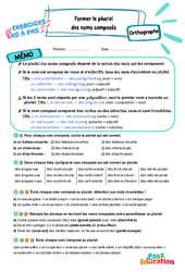 Former le pluriel des noms composés – CM2 – Exercices Pas à Pas - Cycle 3 - PDF à imprimer