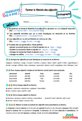 Former le féminin des adjectifs – CM2 – Exercices Pas à Pas - Cycle 3 - PDF à imprimer