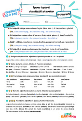 Former le pluriel des adjectifs de couleur – CM2 – Exercices Pas à Pas - Cycle 3 - PDF à imprimer