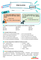 Leçon, exercice et évaluation :<br/> Utiliser les articles – CE2 – Exercices Pas à Pas - Cycle 2 - PDF à imprimer