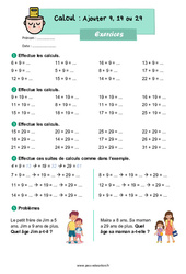 Exercice Ajouter 9, 19 ou 29 - CE1 - Exercices - Cycle 2 - PDF à imprimer
