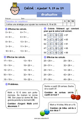 Evaluation Ajouter 9, 19 ou 29 - CE1 - Evaluation - Cycle 2 - PDF à imprimer