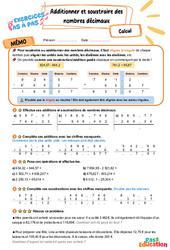 Additionner et soustraire des nombres décimaux – CM2 – Exercices Pas à Pas - Cycle 3 - PDF à imprimer