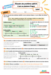 Résoudre des problèmes additifs à une ou plusieurs étapes – CM2 – Exercices Pas à Pas - Cycle 3 - PDF à imprimer