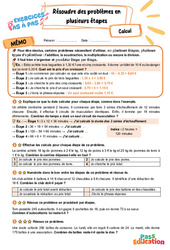 Résoudre des problèmes en plusieurs étapes – CM2 – Exercices Pas à Pas - Cycle 3 - PDF à imprimer
