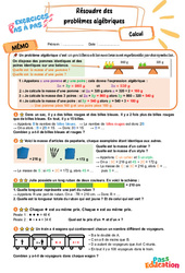 Résoudre des problèmes algébriques – CM2 – Exercices Pas à Pas - Cycle 3 - PDF à imprimer