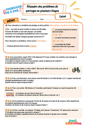 Résoudre des problèmes de partages en plusieurs étapes – CM2 – Exercices Pas à Pas - Cycle 3 - PDF à imprimer
