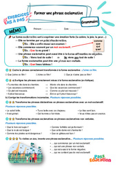 Former une phrase exclamative – CM1 – Exercices Pas à Pas - Cycle 3 - PDF à imprimer