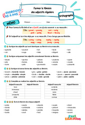 Former le féminin des adjectifs réguliers – CM1 – Exercices Pas à Pas - Cycle 3 - PDF à imprimer