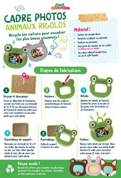 Cadre photos animaux rigolos - CE1 - CE2 - Ateliers Créatifs - Do It Yourself - Upcycling - Cycle 2 - PDF à imprimer