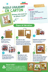 Puzzle coulissant en carton - CM1 - CM2 - 6ème - Ateliers Créatifs - Do It Yourself - Upcycling - Cycle 3 - PDF à imprimer
