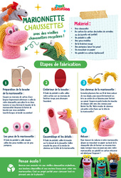 Marionette chaussettes - CM1 - CM2 - 6ème - Ateliers Créatifs - Do It Yourself - Upcycling - Cycle 3 - PDF à imprimer