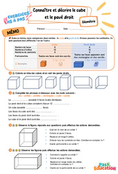 Connaitre et décrire le cube et le pavé droit – CE2 – Exercices Pas à Pas - Cycle 2 - PDF à imprimer