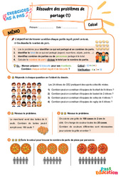 Leçon, exercice et évaluation :<br/> Résoudre des problèmes de partage (1) – CE2 – Exercices Pas à Pas - Cycle 2 - PDF à imprimer