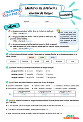 Identifier les différents niveaux de langue – CE2 – Exercices Pas à Pas - Cycle 2 - PDF à imprimer