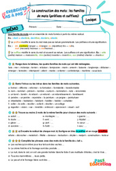 La construction des mots: les familles de mots (préfixes et suffixes) – 6ème – Exercices Pas à Pas - Cycle 3 - PDF à imprimer