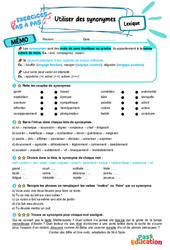 Utiliser des synonymes – 6ème – Exercices Pas à Pas - Cycle 3 - PDF à imprimer