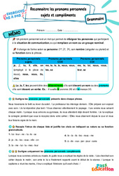 Reconnaitre les pronoms personnels sujets et compléments – 5ème – Exercices Pas à Pas - Cycle 4 - PDF à imprimer